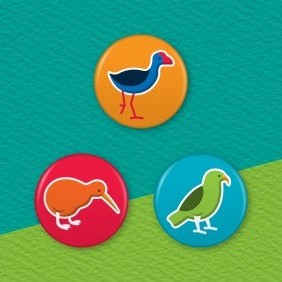 New Zealand Birds 3 Badge Set