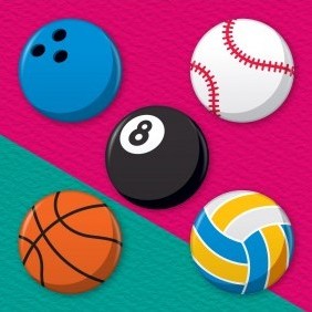 Sports Balls 5 Badge Set
