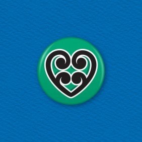 Maori Koru Heart Button Badge