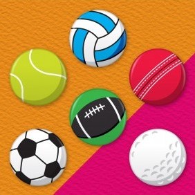 Sports Balls 6 Badge Set