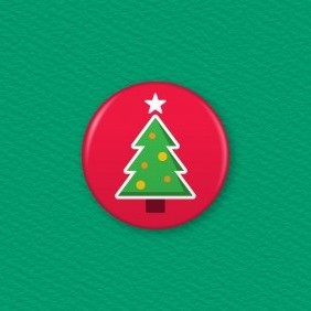Christmas Tree Button Badge