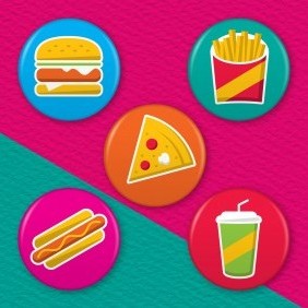 Fast Food 5 Badge Set